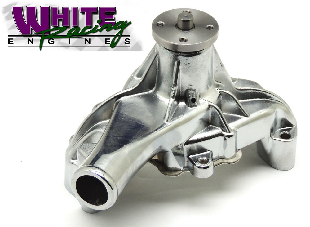 SBC REVERSE ROTATION HIGH VOLUME LONG ALUMINUM WATER PUMP CHROME FINISH