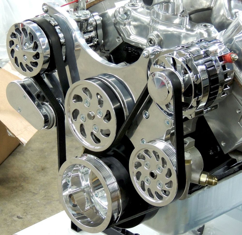 BBC PREMIUM SERPENTINE PULLEY KIT w/SWP, PS, ALT AND A/C WPMPSKBBC