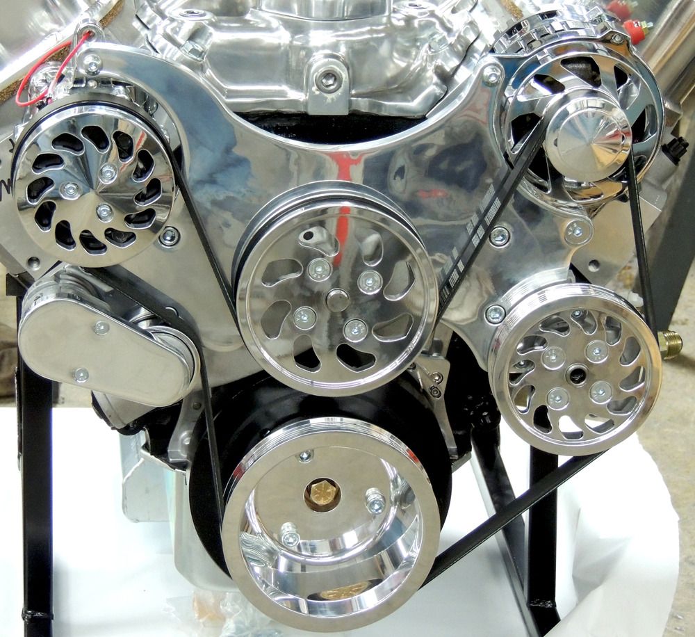 BBC PREMIUM SERPENTINE PULLEY KIT w/SWP, PS, ALT AND A/C WPMPSKBBC