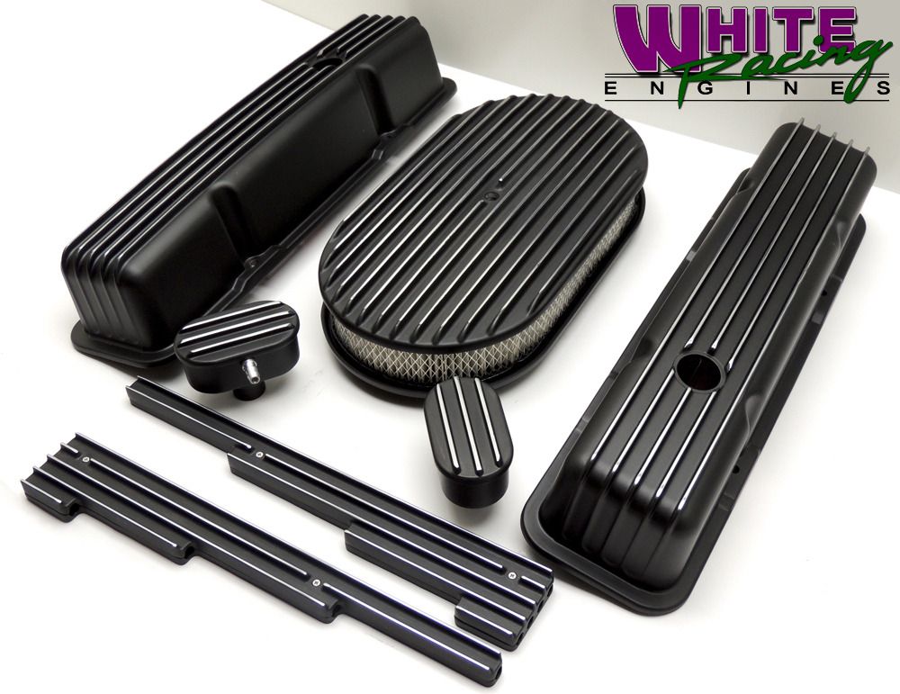 SBC CHEVY BLACK BILLET FINNED VALVE COVER KIT WPMSBCFINNEDKITBLK eBay