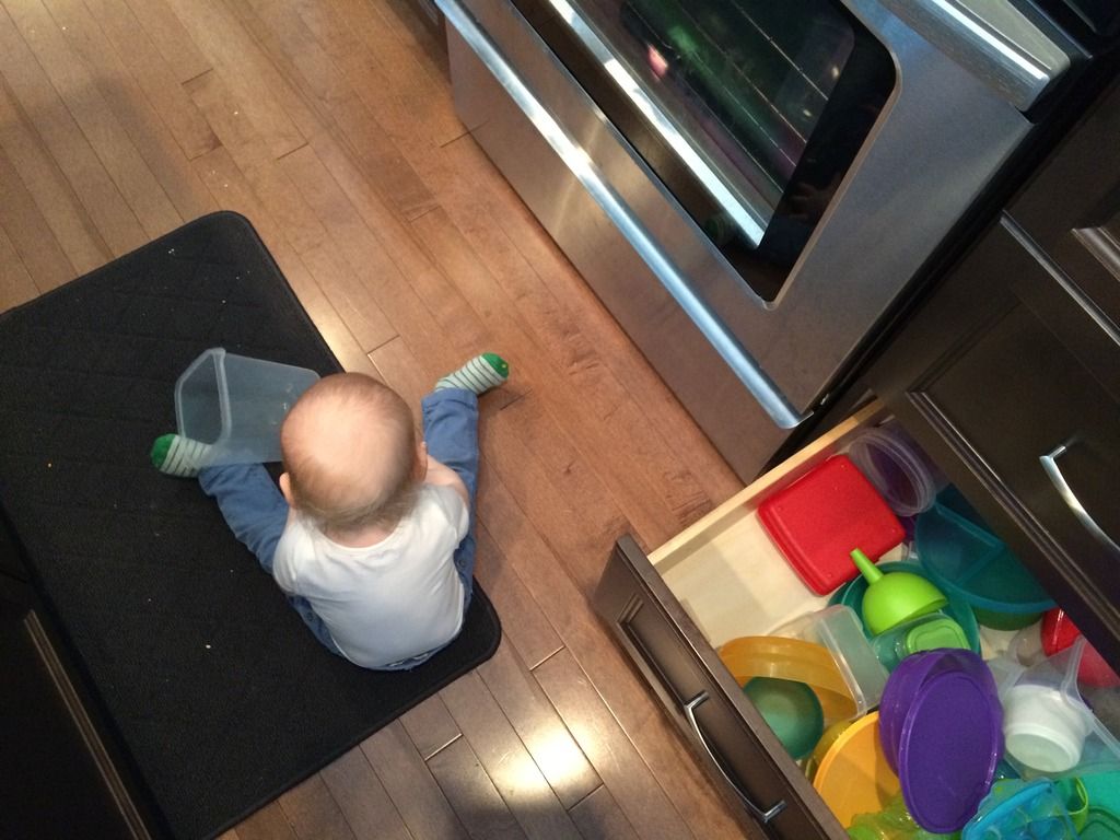 playing in the tuperware drawer