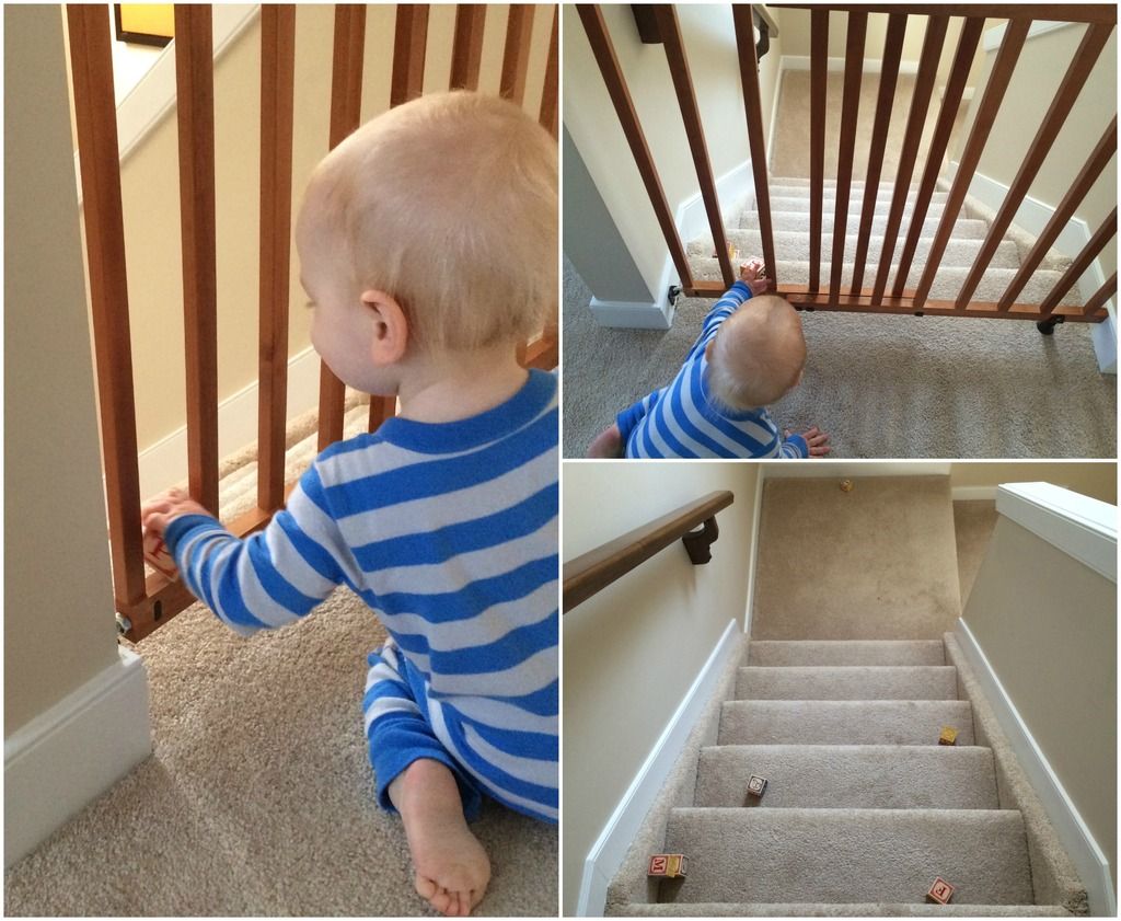 throwing blocks down the stairs