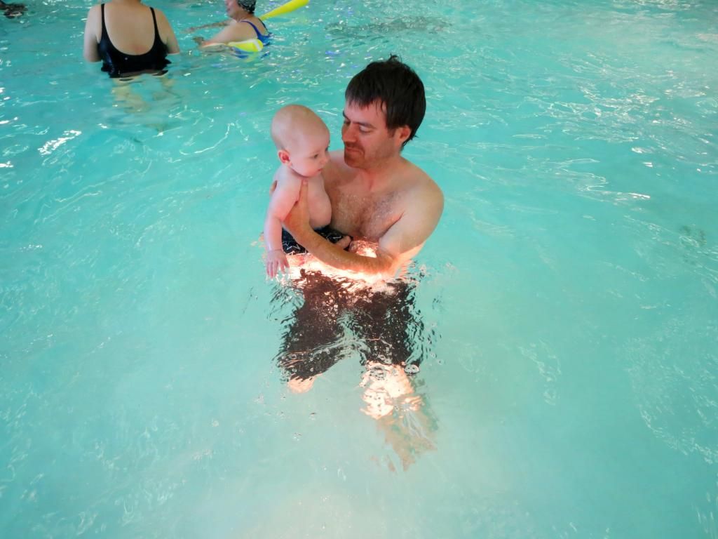 sully swimming with daddy
