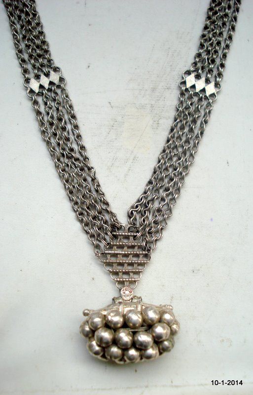 Vintage Antique Ethnic Tribal Old Silver Pendant Necklace Belly Dance ...